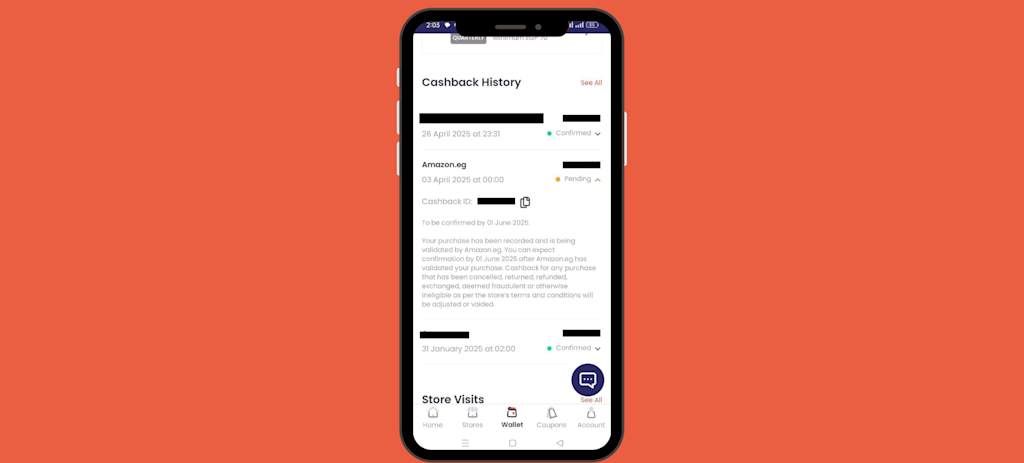 pending cashback on ShopCash wallet